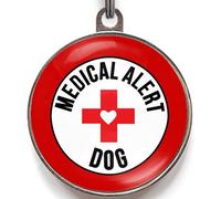 Medical Alert Dog Tag - Add Emergency Info to Back - Assistance ID for Working Dogs - 2 Sizes - 36 Colour Options - Durable Custom Tag for Collars