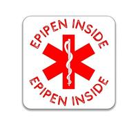 Medical Alert - EPI Pen Inside White Background - Pack of 10 Square Stickers - 55mm x 55mm