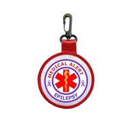 Medical Alert Epilepsy Tag Pull Bag Key Ring Keyring Purple Ribbon Seizure