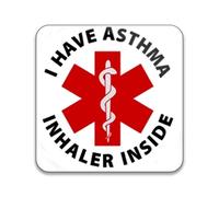 Medical Alert I Have Asthma Inhaler Inside Pack of 10 Square Stickers - 55mm x 55mm