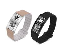 Medical Alert ID Bracelets for Men Women with QR Code Customized | Personalized Adjustable Silicone Wristband, Magnetic, Custom Engraving Identification Tag, Emergency First Aid Gift