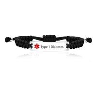 Medical Alert ID Bracelets in Stainless Steel - Adjustable Medical with Hand-Woven Polyester Cord for Men and Women Y3944