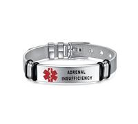 Medical Alert Identification Bracelets, Silver Stainless Steel, Adjustable Diabetes Epilepsy Blood Thinner (Adrenal Insufficiency)
