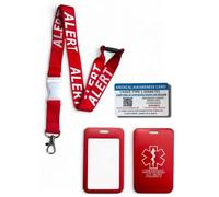 Medical Alert Lanyard with Matching Enclosed Card Holder & Medical Awareness Card (Type 1 Diabetes)