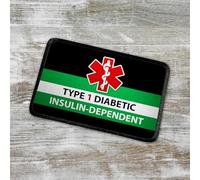 Medical Alert Patch, Type 1 Diabetic Insulin-Dependent, Green and Black with Medical Star Symbol