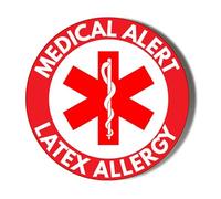 Medical Alert - RED Background - Latex Allergy - Small 10 x 56mm Stickers