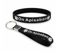 Medical Alert Set - “On Apixaban” Wristband & Keyring (Set of 2) (Black)