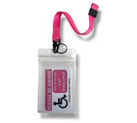Medical Alert Tag, My Stroller is My Wheelchair, Pink with Matching Wrist Lanyard