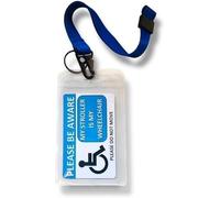 Medical Alert Tag with Wrist Lanyard, My Stroller is My Wheelchair (Blue)