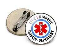 Medical Alert Type 1 Diabetic Brooch Pin for Boys Girls Women Men Medic Diabetes Insulin Dependant Awareness Badge Clip for Emergency Alarm Reminder, with Aid Bag