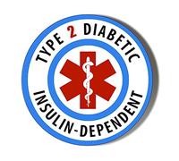 Medical Alert Type 2 Diabetes Insulin Dependent 6 x 70mm Large Vinyl Stickers Pack of 6