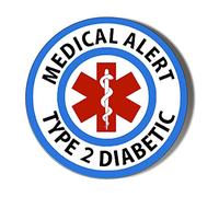 Medical Alert Type 2 Diabetic Blue and White 10 x 49mm Vinyl Stickers Pack of 10