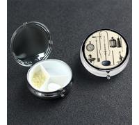 Medical Apparatus and Instruments Pill Box 3 Compartment Round Portable Pill Case for Pocket or Purse Pill Holder Weekly Pill Organizer Decorative Metal Medicine Vitamin Organizer Travel Gift