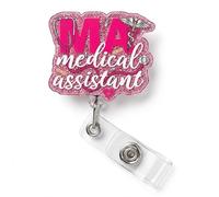Medical Assistant Badge Reel Retractable MA ID Name Tag Holder,Cute Badge Reel for Nurse Student, Medical Assistant Gifts for Women, Nurses W ifts Accessories Supplies, Acrylic Work Essentials