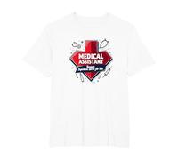 Medical Assistant: Superhero Job Title Funny Healthcare T-Shirt, Men's Big and Tall, White, 4X Tall