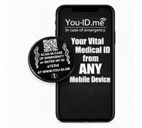 Medical Badge with QR Code, Medical Alert ID, Identity Alert, Pin Type, QR Coded, in Case of Emergency. Any Condition, Autism, Dementia, Diabetes, Epilepsy, Asthma, ADHD, SEN, Special Needs (Black)