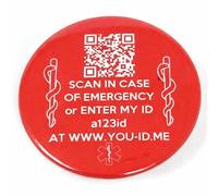 Medical Badge with QR Code, Medical Alert ID, Identity Alert, Pin Type, QR Coded, in Case of Emergency. Any Condition, Autism, Dementia, Diabetes, Epilepsy, Asthma, ADHD, SEN, Special Needs (Red)