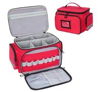 Medical Bag for Nurses & Doctors - Empty First Aid Bag with Removable Dividers, Portable Medical Supplies Organiser for Home Health Care, Travel, Community Nurse Home Visit or Emergency Use, Red