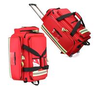 Medical Bag On Wheels, Rolling Large Capacity Responder Trauma Bag, 1800D Oxford Cloth Material, Multi-Pocket Interior, Non-Slip Feet, Reflective Strips, for Home Health Nurses, Doctors