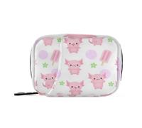 Medical Bag Pill Organizer Travel for Purse Cute Pink Axolotl Pattern