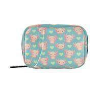 Medical Bag Travel Pill case for Purse Cute Axolotl Green Hearts