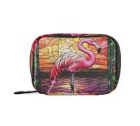 Medical Bag Travel Pill case for Purse Flamingos Stained Glass