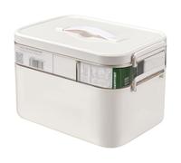 Medical Box Storage - 2 Layer First Aid Box Compact Medicine Chest Container - Portable Medical Storage & Organiser for Home, Office, Car, Travel (19.5x18.5x28.5cm)