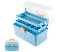 Medical Box Storage - 3 Layer Blue First Aid Box Compact Medicine Chest Container - Portable Medical Storage & Organiser for Home, Office, Car, Travel (32x21x17cm)