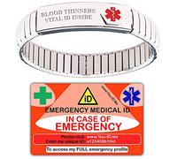Medical Bracelet, Medical Alert Bracelet, Emergency ID Wallet Card, Personalised Bracelet, Medi Bracelet, Women or Men, Stainless Steel Medic Alert Bracelet (Blood Thinners)
