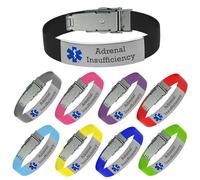 Medical Bracelet with Engraved "Adrenal Insufficiency" Medical Alert Bracelet Includes Emergency Medical Card and Personal Health Record (Purple)