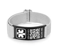 Medical Bracelets for Sport Men Women with QR Code Medical Alert ID Bracelets - Nylon Waterproof Wristband Fits Wrists Up to 7 inches - More Space Custom Emergency Med ID Alert Info