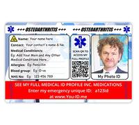 Medical Card with Photo ID, Emergency ID Card, Personalised (Osteoarthritis)