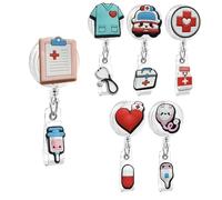 Medical Care Retractable Badge Holders Nurse Badge Reels,6 Pcs Nurse Badge Reels - Creative Patterns for Trendy Medical Professionals! Funny Work Id Card Holder for Nurses Doctor Health