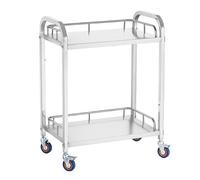 Medical Cart, 2-Shelf Stainless Steel Utility Trolley with 360° Quiet Casters, Mobile Lab and Dental Serving Cart, Heavy-Duty, Easy to Move