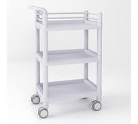 Medical Cart with Wheels, 3-Shelf Rolling Storage Cart with Drawers, 330 lbs Max Load, Mobile Utility Cart with 2 Dirt Buckets for Beauty Salon and Ultrasound Use