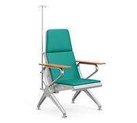 Medical Chairs 1-seat, Clinics Reception Beach with IV Stand, Phlebotomy Chair with Armrests and Backrest for Hospital Research Laboratories Clinics Nursing Home and Geriatric Home Care(Green)