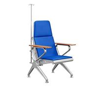 Medical Chairs 1-seat, Clinics Reception Beach with IV Stand, Phlebotomy Chair with Armrests and Backrest for Hospital Research Laboratories Clinics Nursing Home and Geriatric Home Care(Blue)