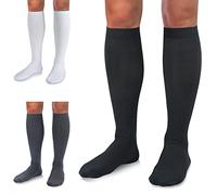 Medical Compression Socks for Women and Men 3 Pairs 20-30 mmHg Knee High Christmas Compression Stockings Circulation Best for Running Athletic Nurses, 03 Black/White/Gray, L-X-L