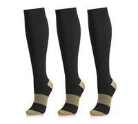 Medical Compression Socks for Women and Men 3 Pairs 20-30 mmHg Knee High Christmas Compression Stockings Circulation Best for Running Athletic Nurses, 05 Black Copper 3 Pack, Small/Medium (Petite)