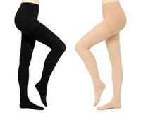 Medical Compression Tights for Women Men 20-30mHg,Closed Toe Graduated Compression Pantyhose,Opaque Waist High Compression Stockings Leggings Support Tights for Varicose Veins (Black+Beige, XXL)
