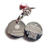 Medical Condition Keyring, Shopping Trolley Coin Engraved with Medical Condition, Inc. Emergency ID Symbol, Name and QR Code linking to FREE Updateable Online Profile (Allergy)
