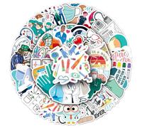 Medical Decoration Stickers - Doctor Vinyl Pack, Waterproof PVC Set | 50pcs Decals For Bottles, Laptops, Notebooks, Travel Case, Guitar, Bike, Mug,