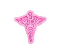 Medical Emblem Logo Keychain Silicone Mold with Hole for DIY Pendant Gum Paste Jelly Shots Pudding Fondant Mold Crystal Desserts Trinket Cake Decoration Earrings Luggage Tag Candy