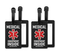 Medical Equipment Luggage Tags- Multi Functional Medical Device Luggage Tags, Black, 2 Pack