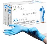 MEDICAL FUTURA - Pack of 100 Nitrile Gloves XS Blue Anti-Allergenic, Powder-Free, Latex-Free, Ideal for Beauticians, Tattoos, Workshops, Medical Areas and Food Trade (XS, Blue)