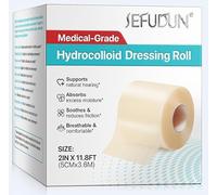 Medical-Grade Hydrocolloid Roll for Wound Care, Self-Adhesive Bandage, Premium Waterproof, 2 Inch x 12 Feet, First Aid Dressing (White)