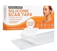 Medical Grade Silicone Scar Tape Collagen | 4cm x 2.4M | Silicone Scar Sheets for After Surgery C Section Recovery, Wrikles Removal, Face Treatment Gel Patches/Plasters