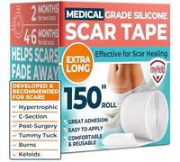 Medical Grade Silicone Scar Tape - Transparent (1.6”x150”) - Visible Difference on Surgical & Keloid Scars - Reusable Silicone Scar Sheets - Easy to Use Silicone Tape for Scars
