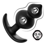 Medical-Grade Weighted 2-Ball Black Silicone Anal Plug with Ergonomic Beads T-Base 3.15x1.34in Comfort Fit