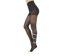 Medical Graduate Compression Tights | 18-22 mm/Hg Strong Compression Open Toe Pantyhose | Black, Skin | S, M, L, XL | 140 DEN | Made in Italy (XL, Black)